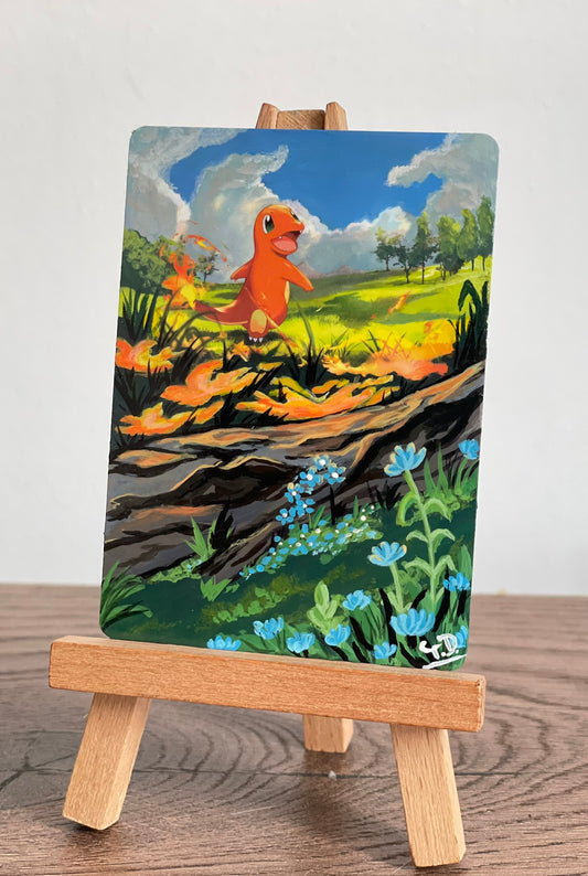 Charmander - Altered Pokemon Card (Painted in Acrylic)