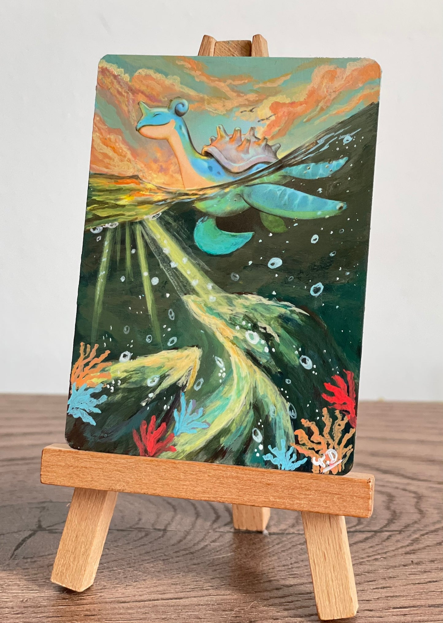Lapras - Altered Pokemon Card (Painted in Acrylic)