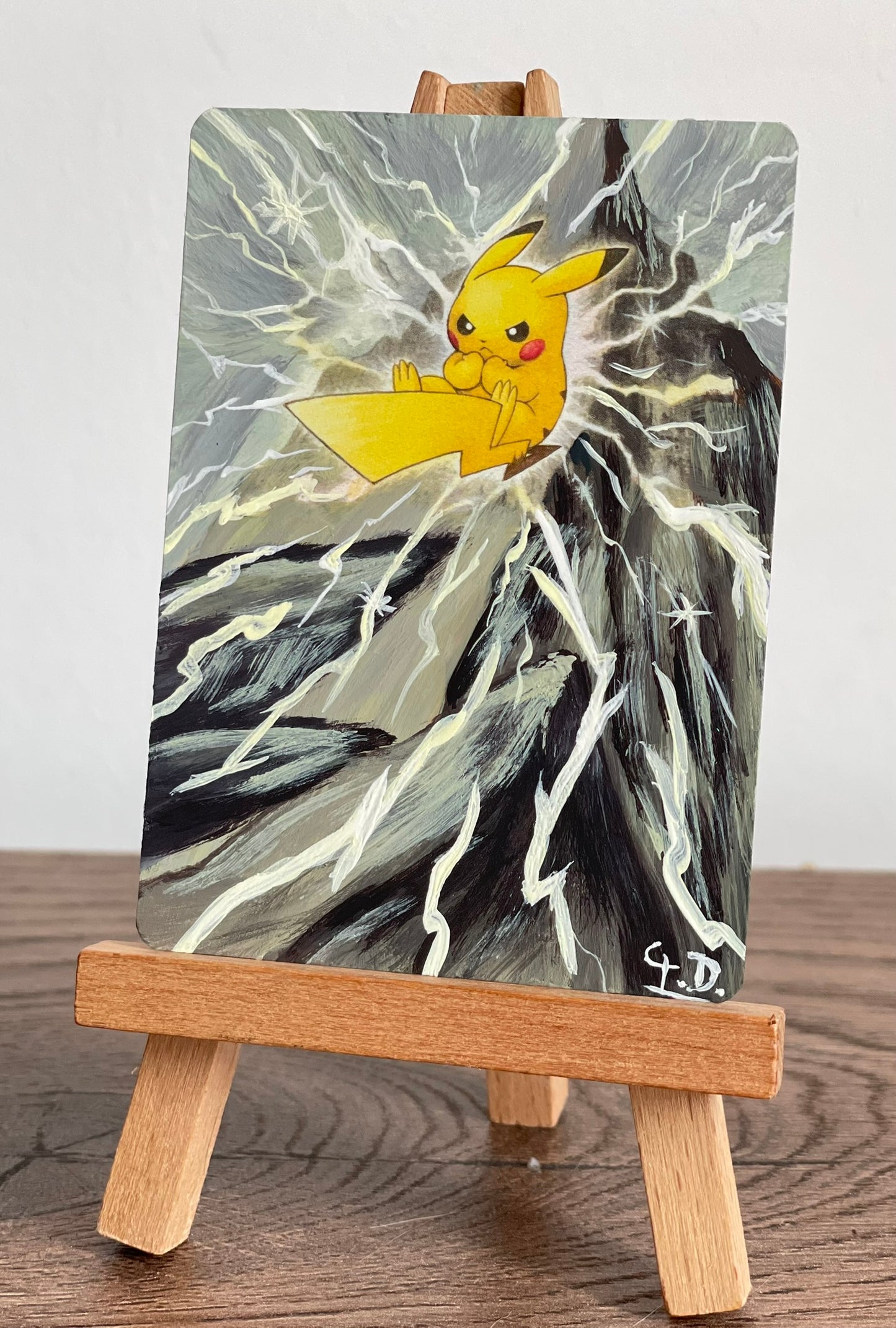 Pikachu - Altered Pokemon Card (Painted in Acrylic)