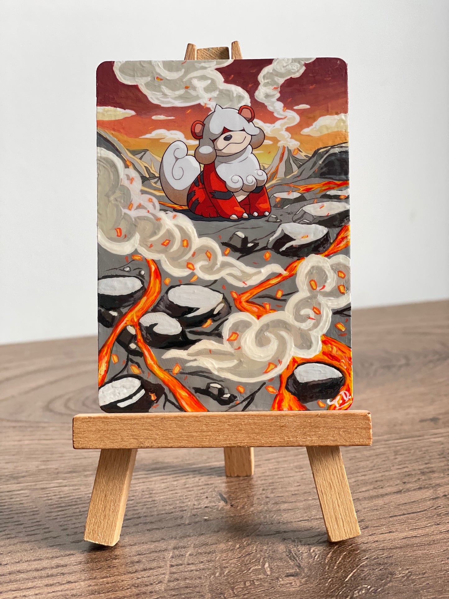 Hisuian Growlithe- Altered Pokémon card (Painted in Acrylic)