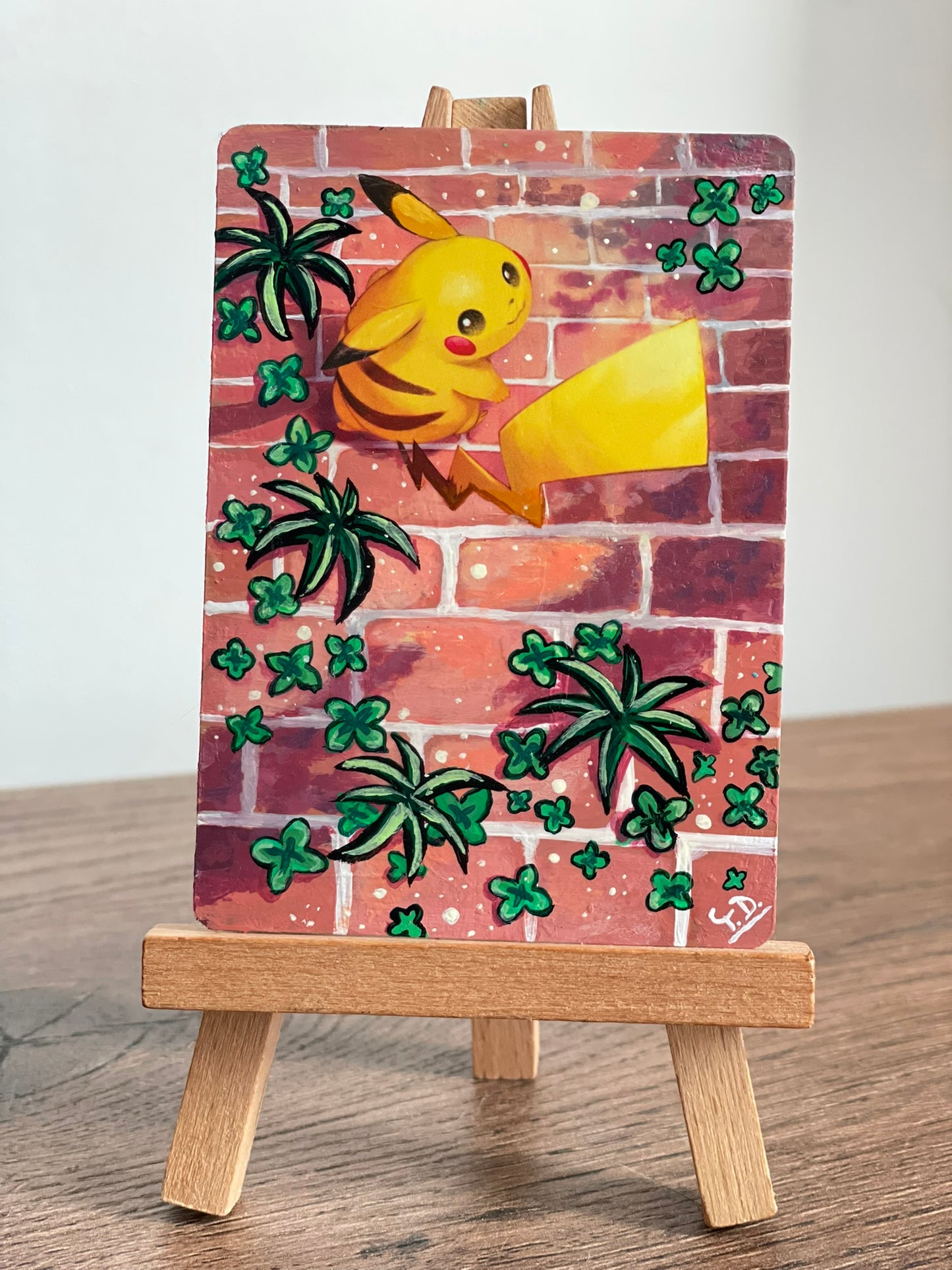 Pikachu - Altered Pokemon Card (Painted in Acrylic)