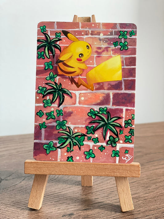 Pikachu - Altered Pokemon Card (Painted in Acrylic)