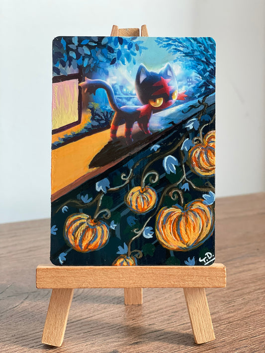 Litten - Altered Pokemon Card (Painted in Acrilyc)