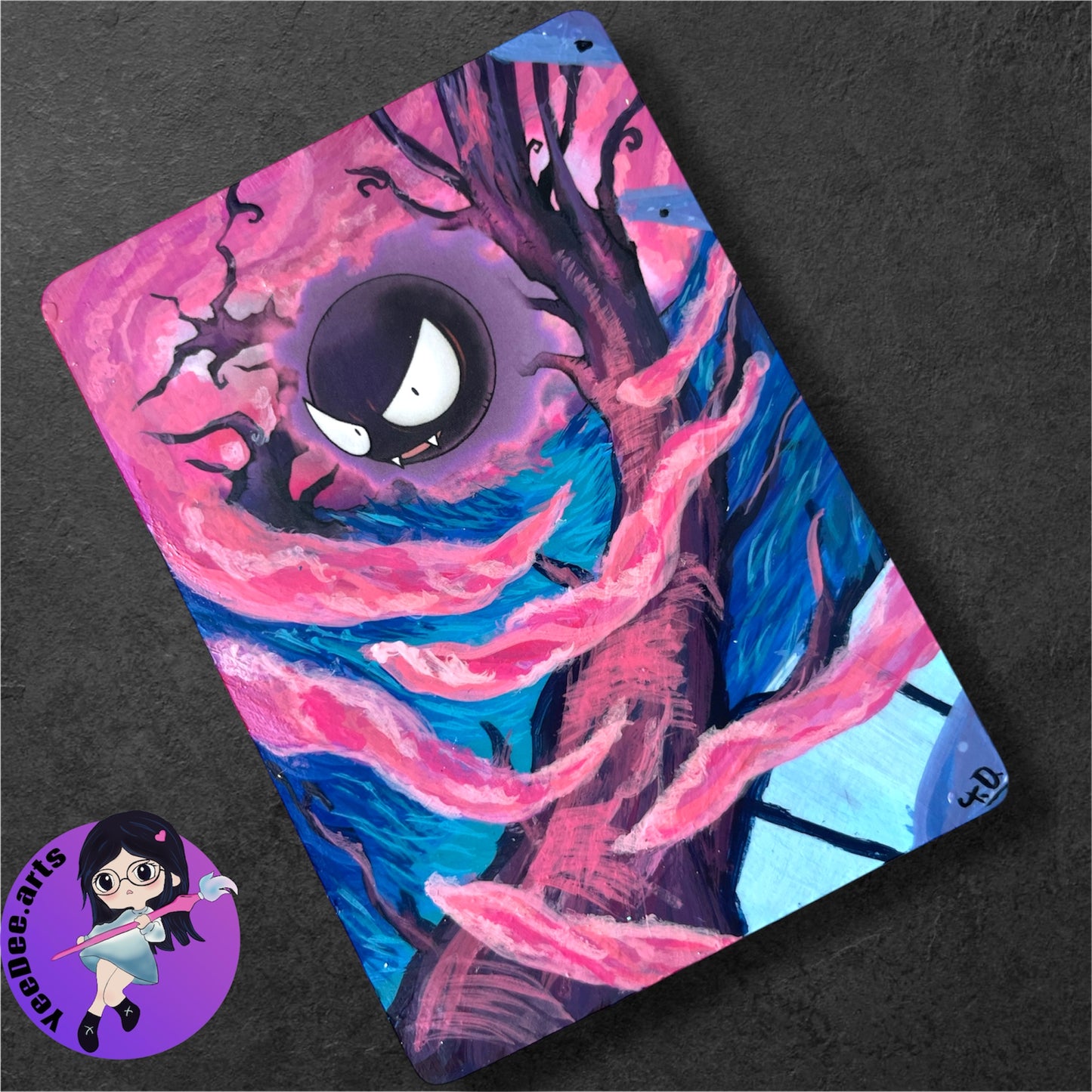 Gastly-Hunter-Gengar - Altered Pokemon Card (Painted in Acrilyc)