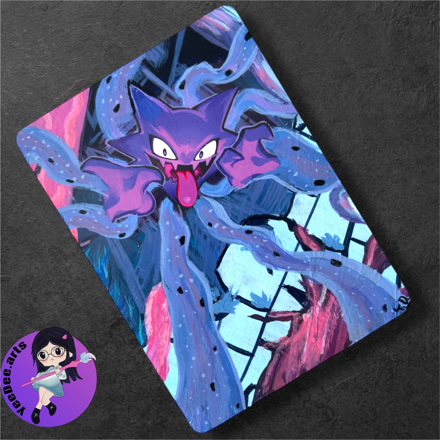 Gastly-Hunter-Gengar - Altered Pokemon Card (Painted in Acrilyc)